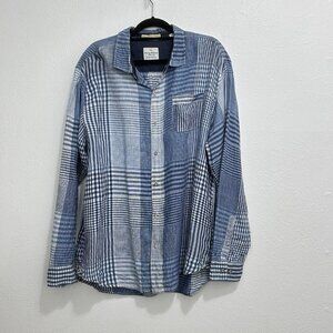 Tommy Bahama Jeans Shirt Men XL Island Crafted Button Down 100% Linen Blue White